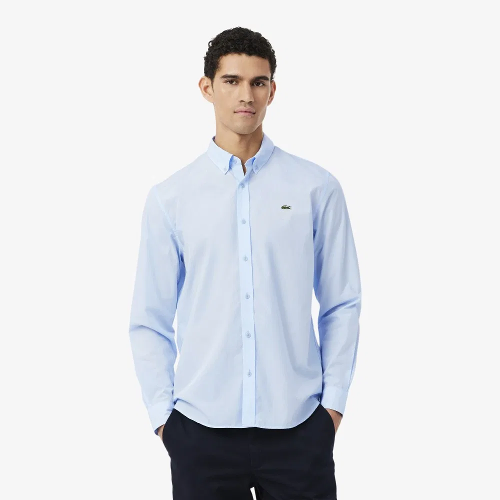 Мужская светло-голубая рубашка из лёгкого поплина от Lacoste