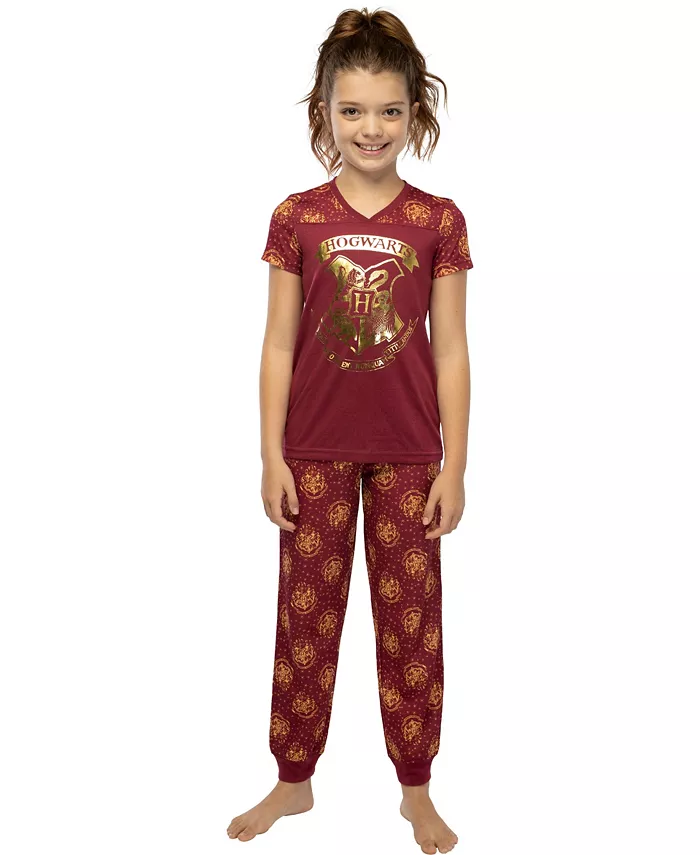 

Детский комплект пижамы с коротким рукавом Hogwarts из двух предметов: спортивные брюки-джоггеры Harry Potter, красный