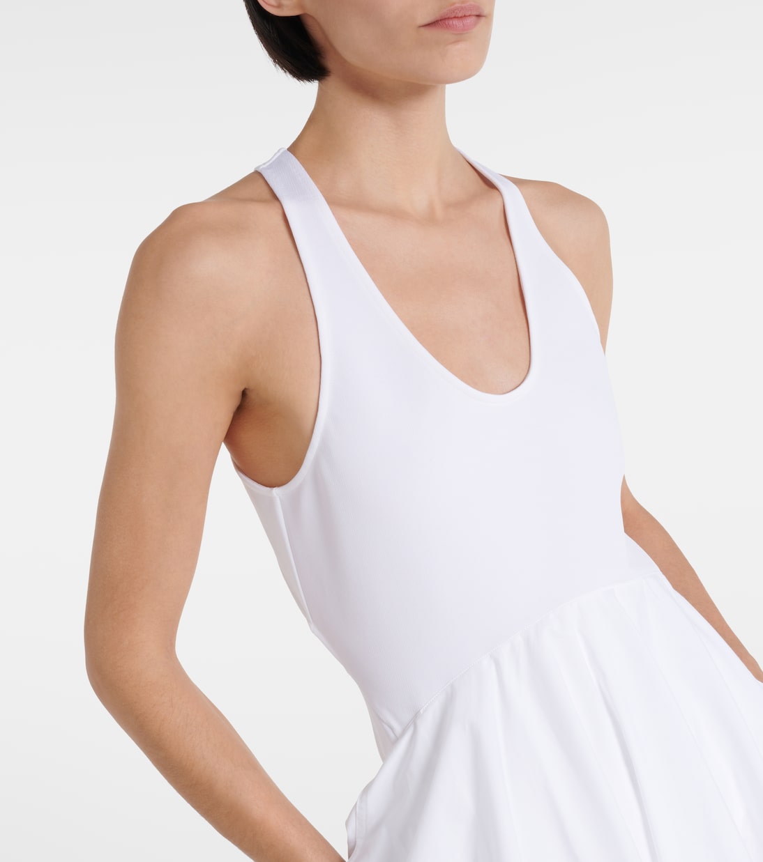 Платье миди из хлопкового поплина с открытой спиной Alaïa, Blanc — фото 4