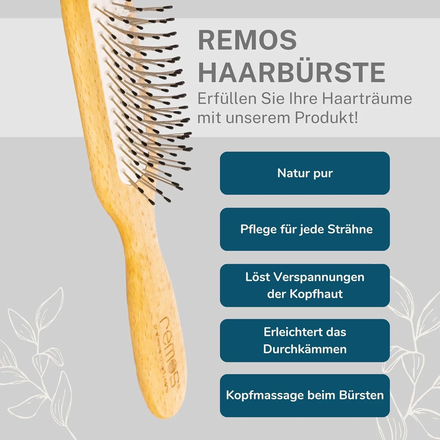 Узкая расческа с металлическими зубцами от Remos Remos Professional Body Care — фото 3