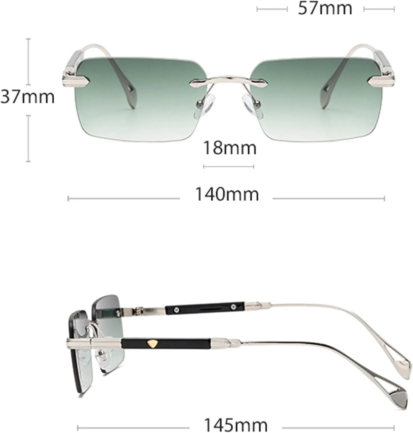 

Винтажные прямоугольные солнцезащитные очки bullabulling для женщин, модные без оправы в стиле 90-х, защита от ультрафиолета UV400, женские очки в стиле Y2K, C2