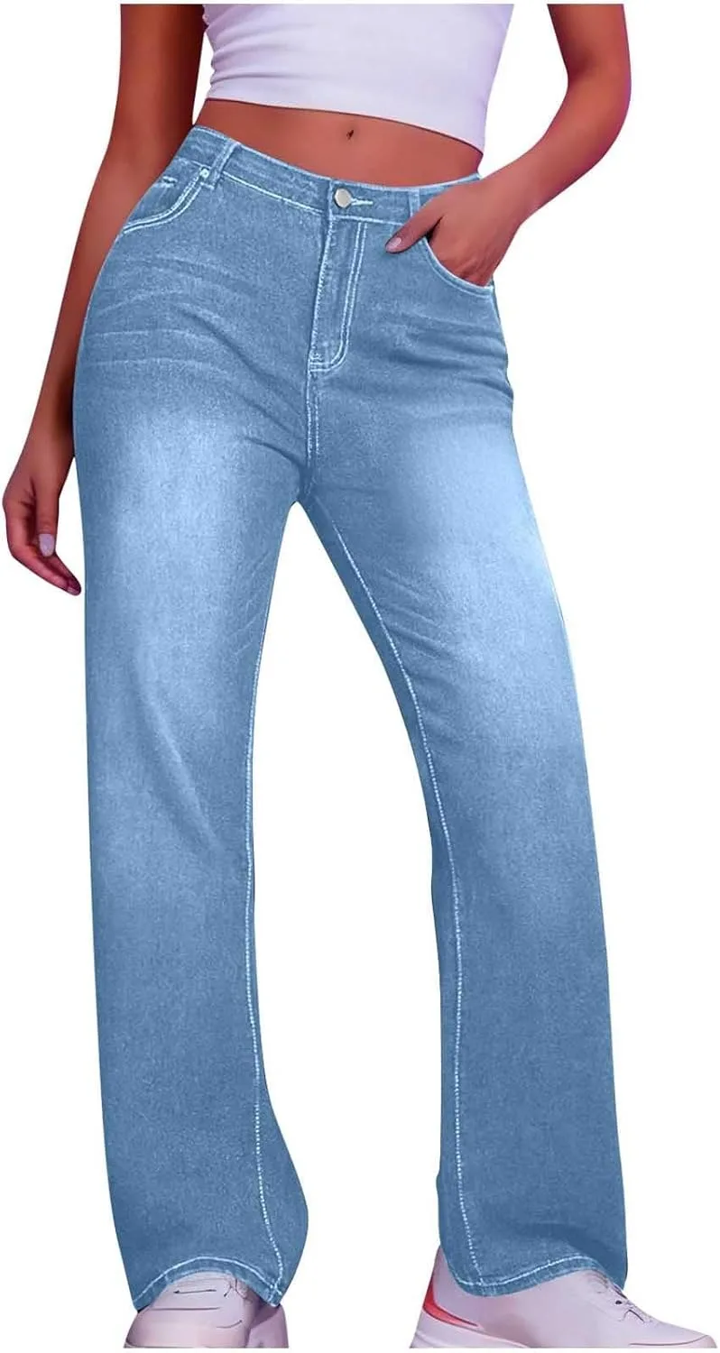 

Женские джинсы Casual Straight Leg с высокой посадкой