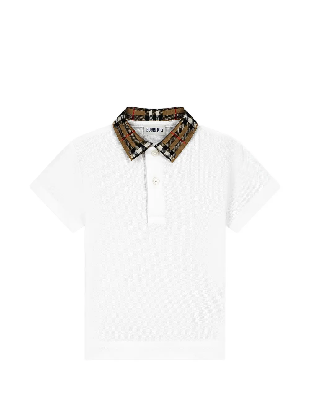 

Рубашка поло с воротником в клетку Burberry Kids, белый