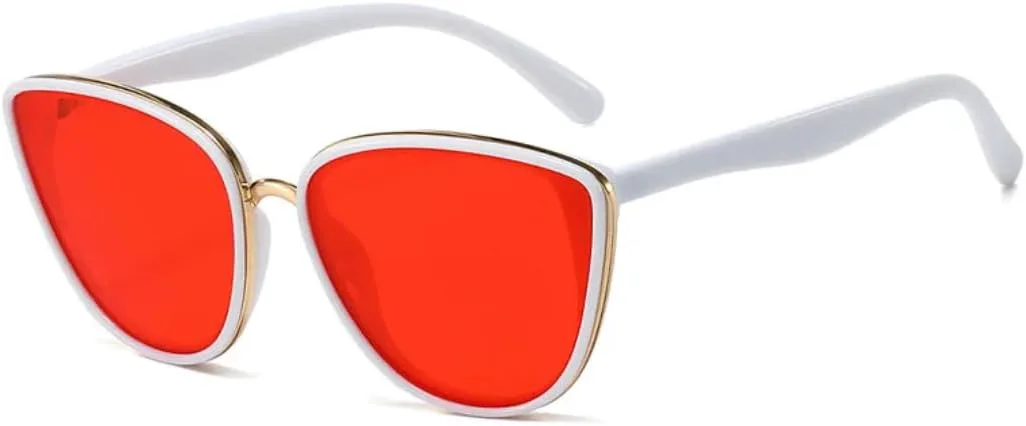 

Винтажные солнцезащитные очки «кошачий глаз» для женщин, защита от УФ-излучения UV400, зеркальные, популярный, модный и роскошный стиль VRTRFFTR, White-red