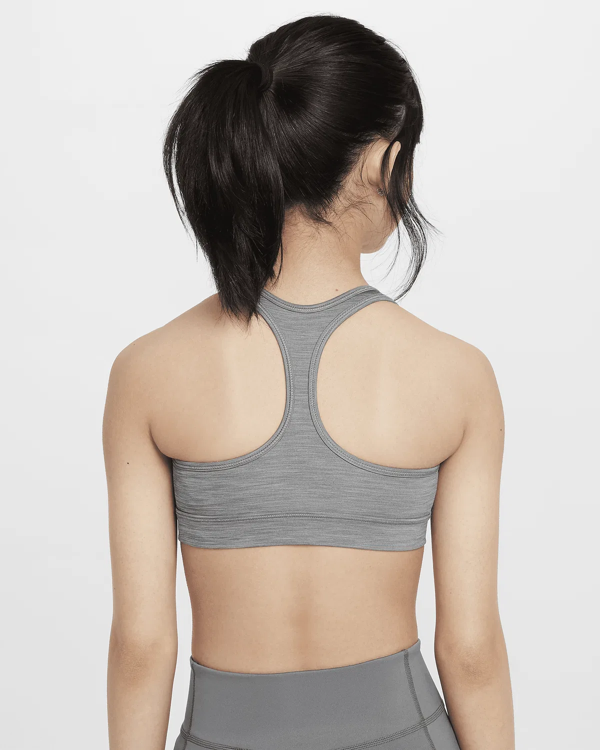 Детский спортивный бюстгальтер Nike Swoosh, Carbon Heather/Pure/White — фото 2