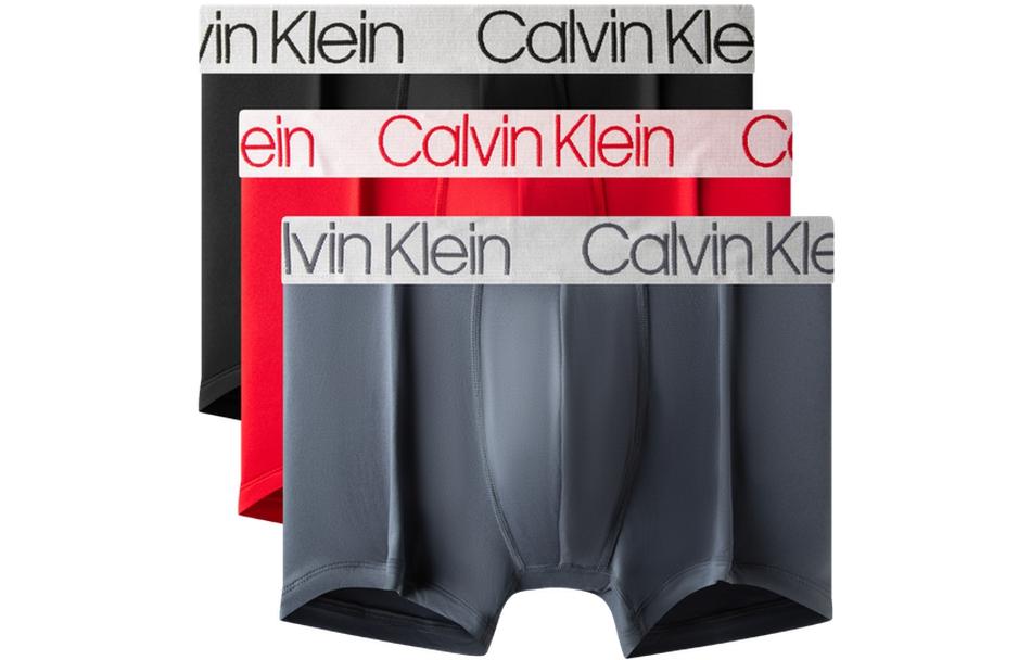 Трусы Calvin Klein Boxer, 3 предмета, космический черный/голубино-серый/ярко-красный — фото 2