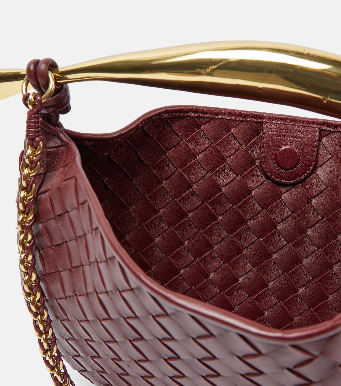 Маленькая кожаная сумка-тоут sardine Bottega Veneta, красный — фото 3
