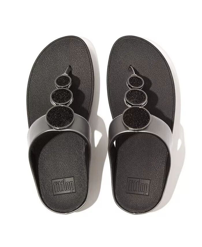 Женские сандалии Halo с металлизированным носком и круглым носком FitFlop, черный — фото 4