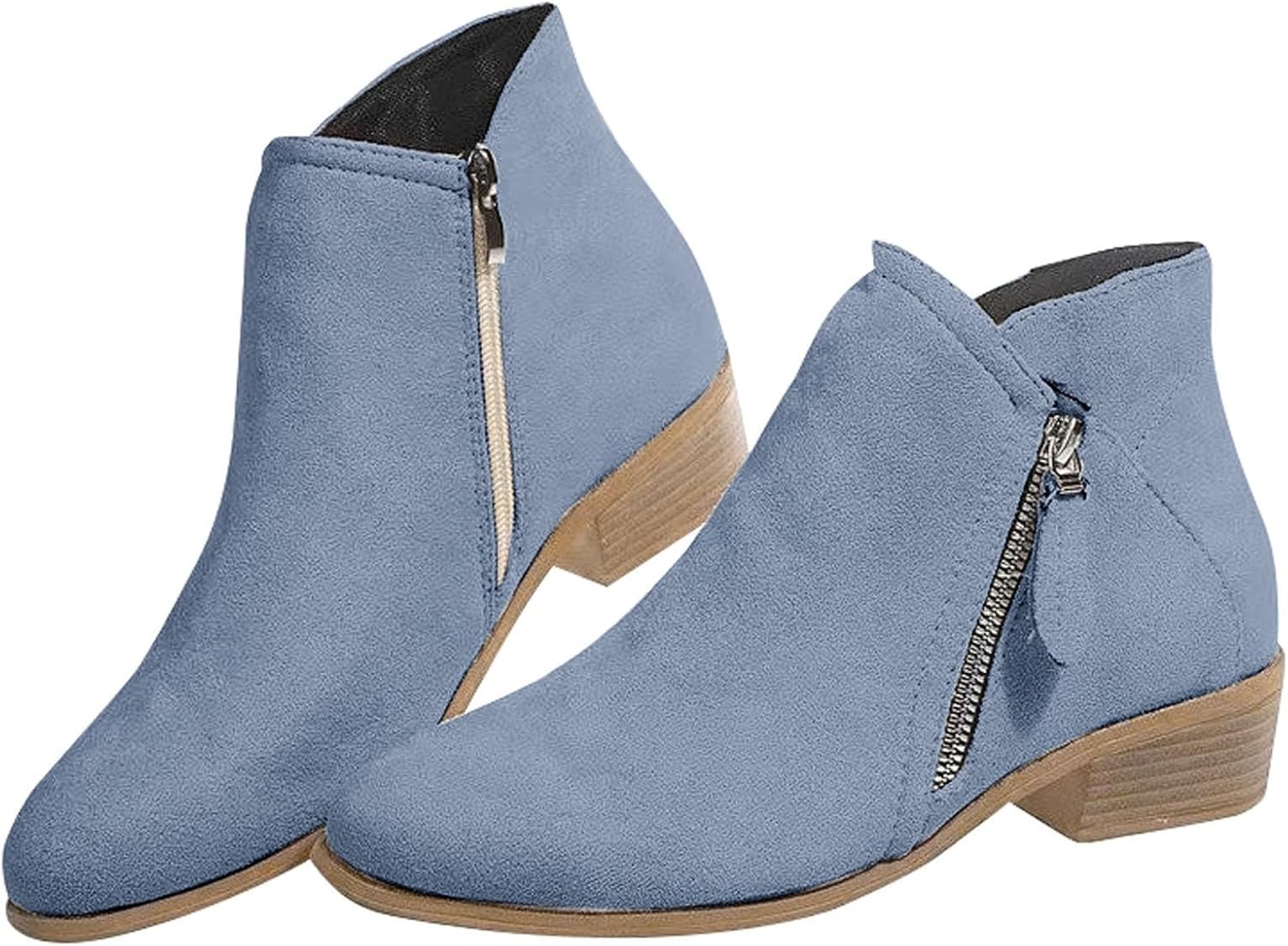 

Женские замшевые ботильоны на низком каблуке, модные челси, вестерн-ковбойские, с заостренным носком и массивным каблуком, короткие ботинки Baxtayel, синий