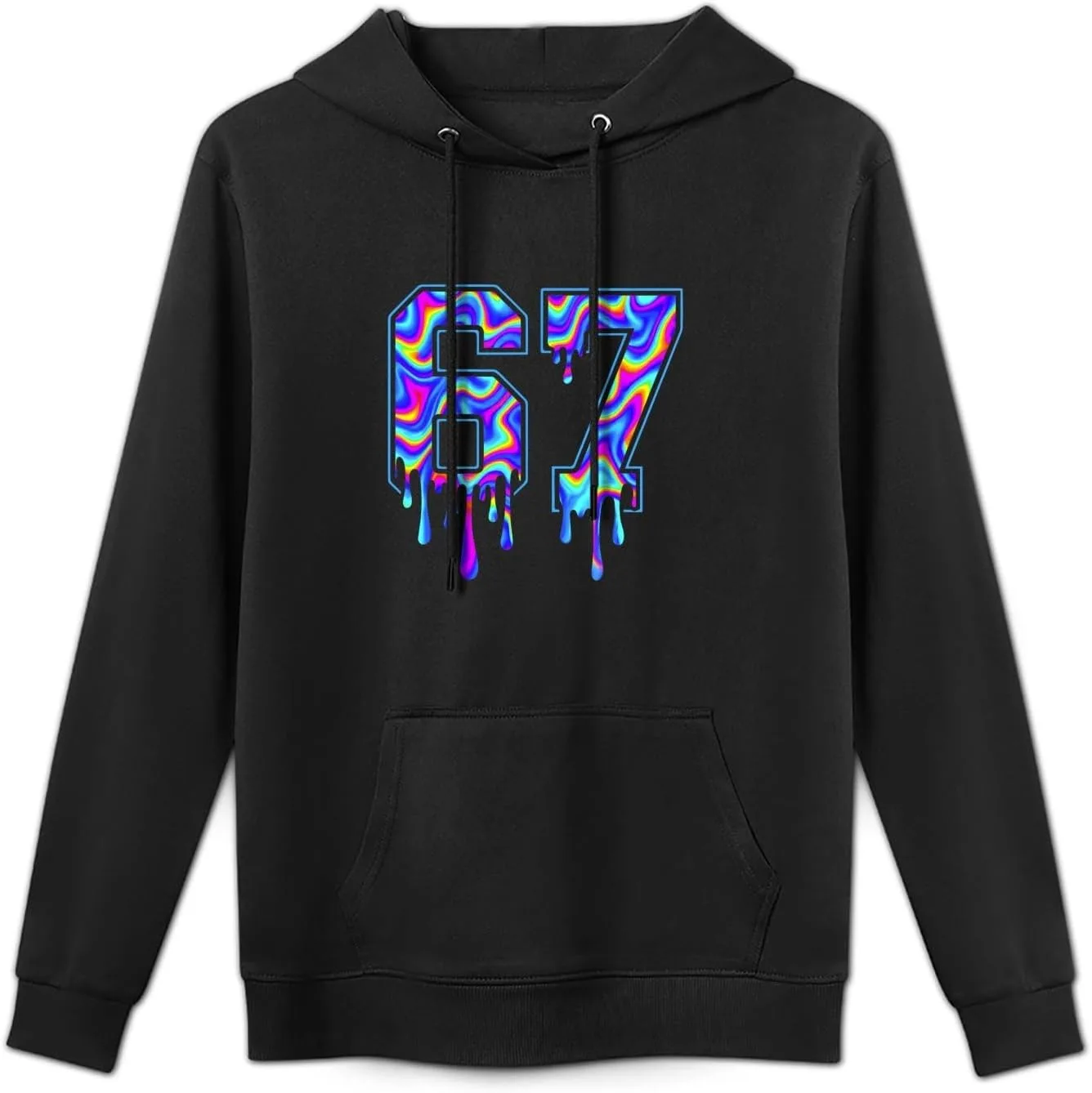 Толстовка с капюшоном Men Fun Swirl Six Seven Drip 6 7, классическая, с карманом — фото 2