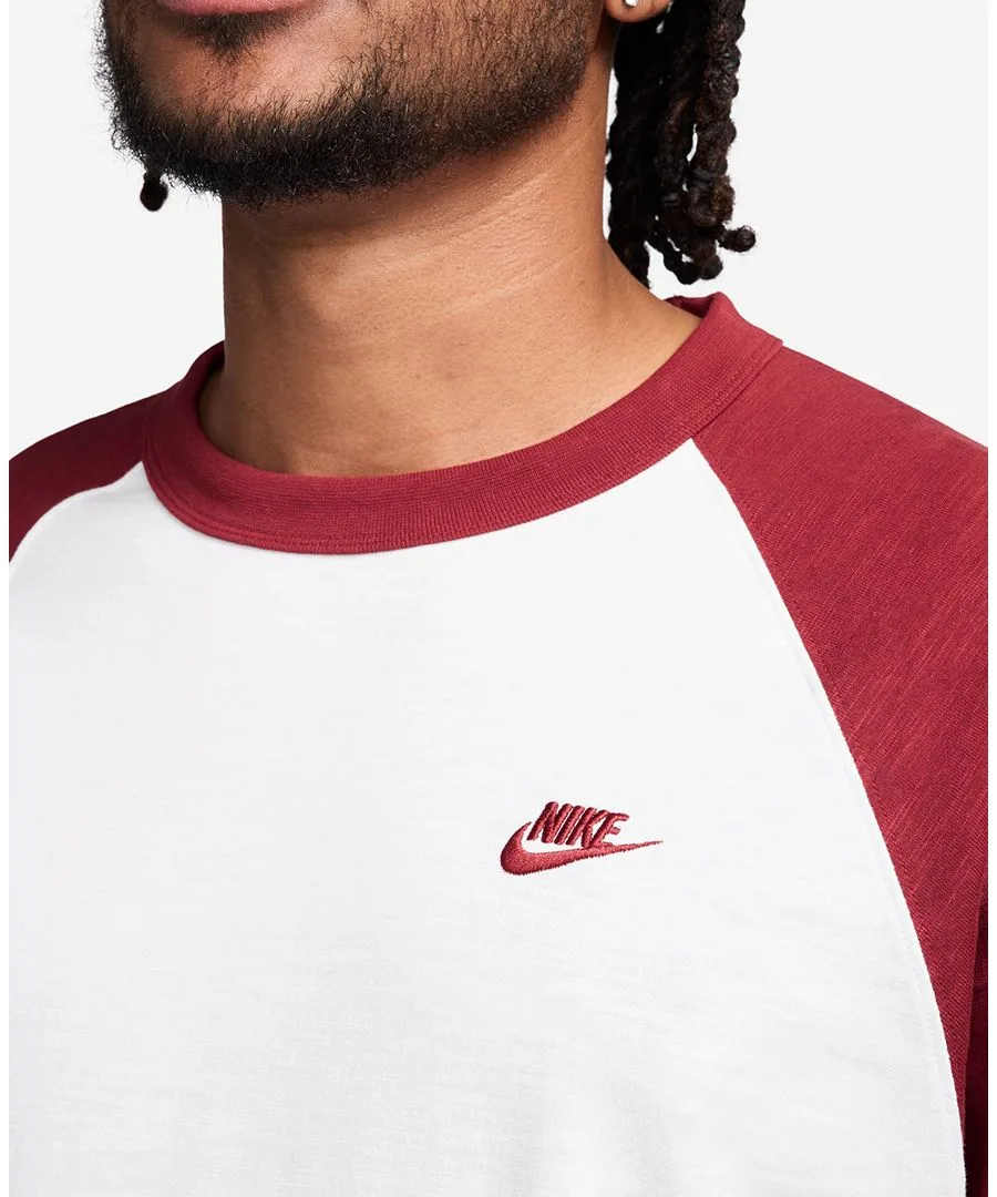 Мужская футболка с круглым вырезом и рукавами реглан Nike, team crimson/белый — фото 2