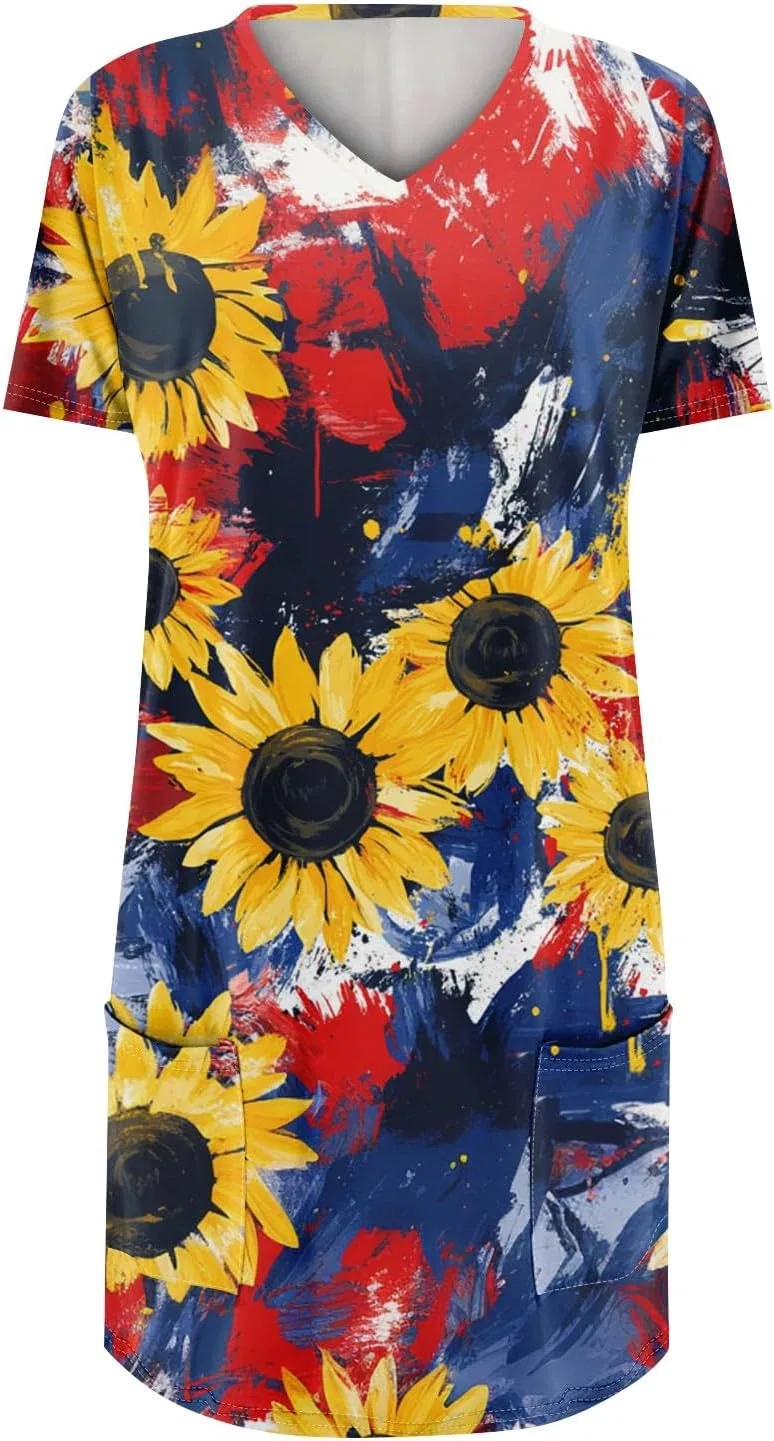 Футболка с американским флагом, женская, короткий рукав, V-образный вырез, 3-multicolor — фото 4