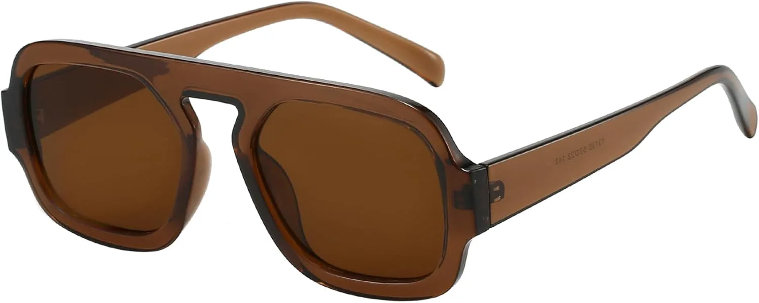 

Модные квадратные солнцезащитные очки-авиаторы для женщин, дизайнерская стильная оправа, винтажные солнцезащитные очки MUNSADE, Dark Brown Frame/Brown Lens