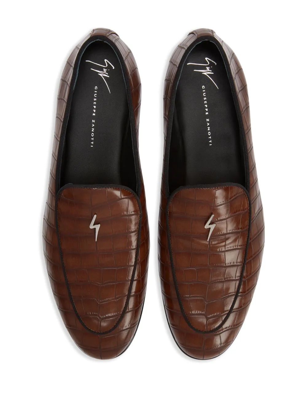 Лоферы Rudolph с тиснением под кожу крокодила Giuseppe Zanotti, коричневый — фото 4