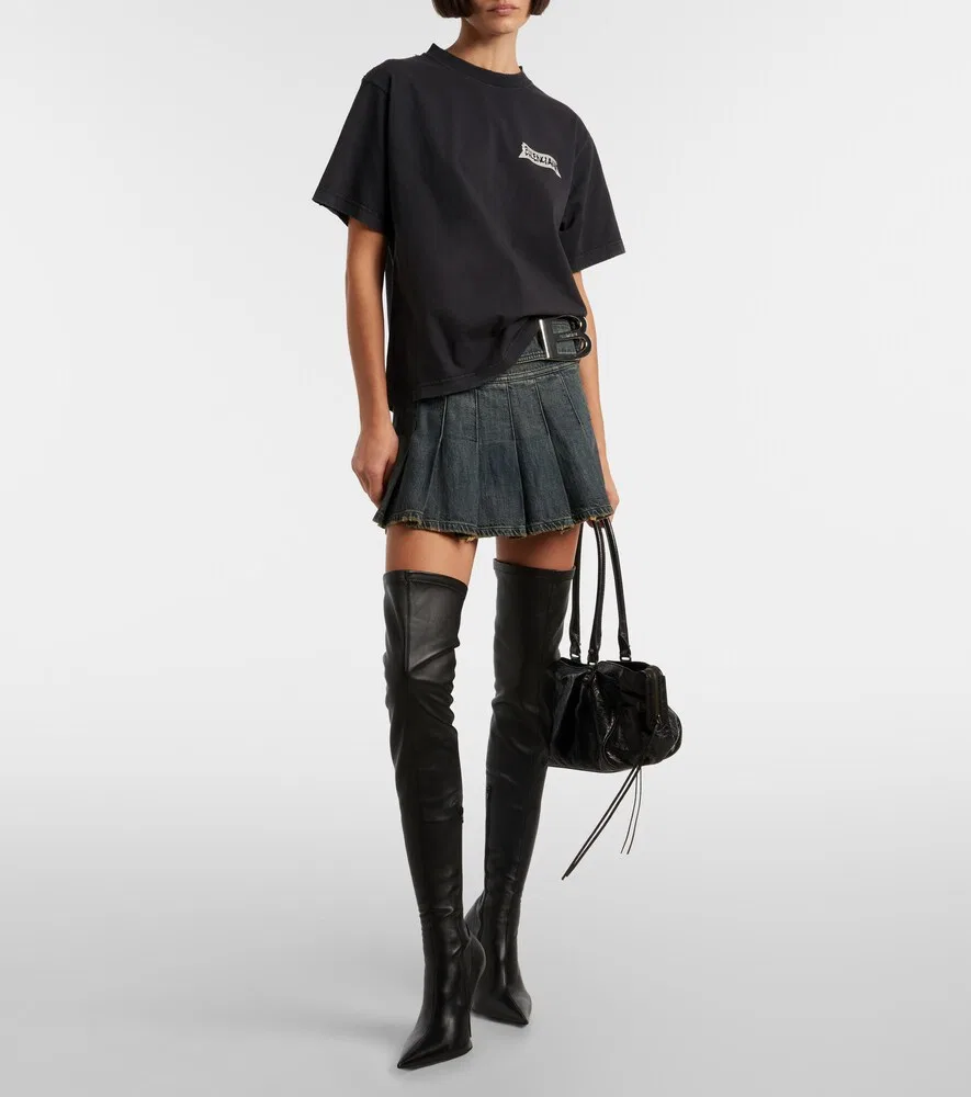 Футболка из хлопкового трикотажа с логотипом Balenciaga, черный — фото 2