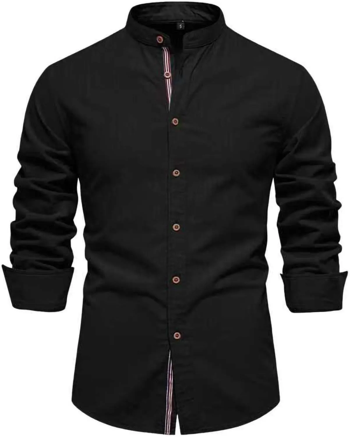 

Мужская длинная рубашка из хлопка и льна с пуговицами и отложным воротником Xiaojmake