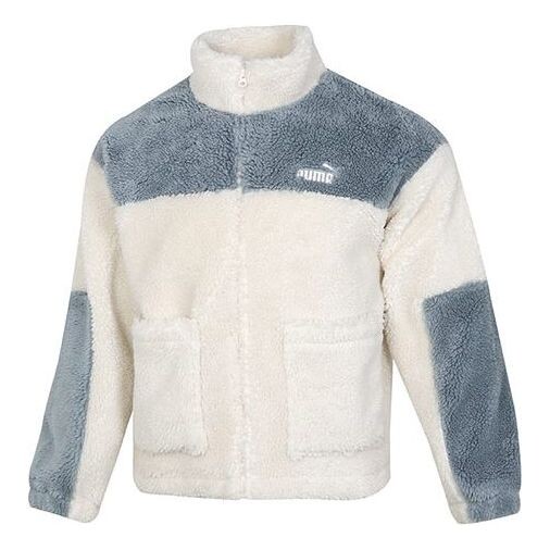 

Куртка color blocking sherpa jacket contrasting colors lamb's wool stay warm sports logo creamy white Puma, белый