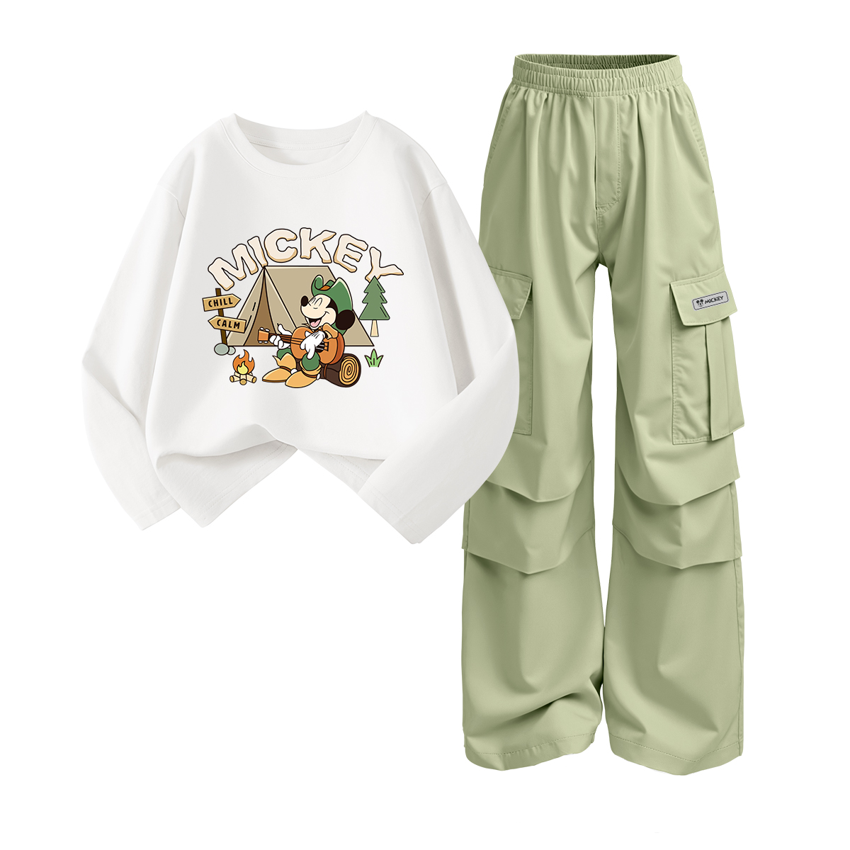 

Повседневный спортивный комплект из 2 предметов для детей 3-7 лет Disney, белый/зеленый