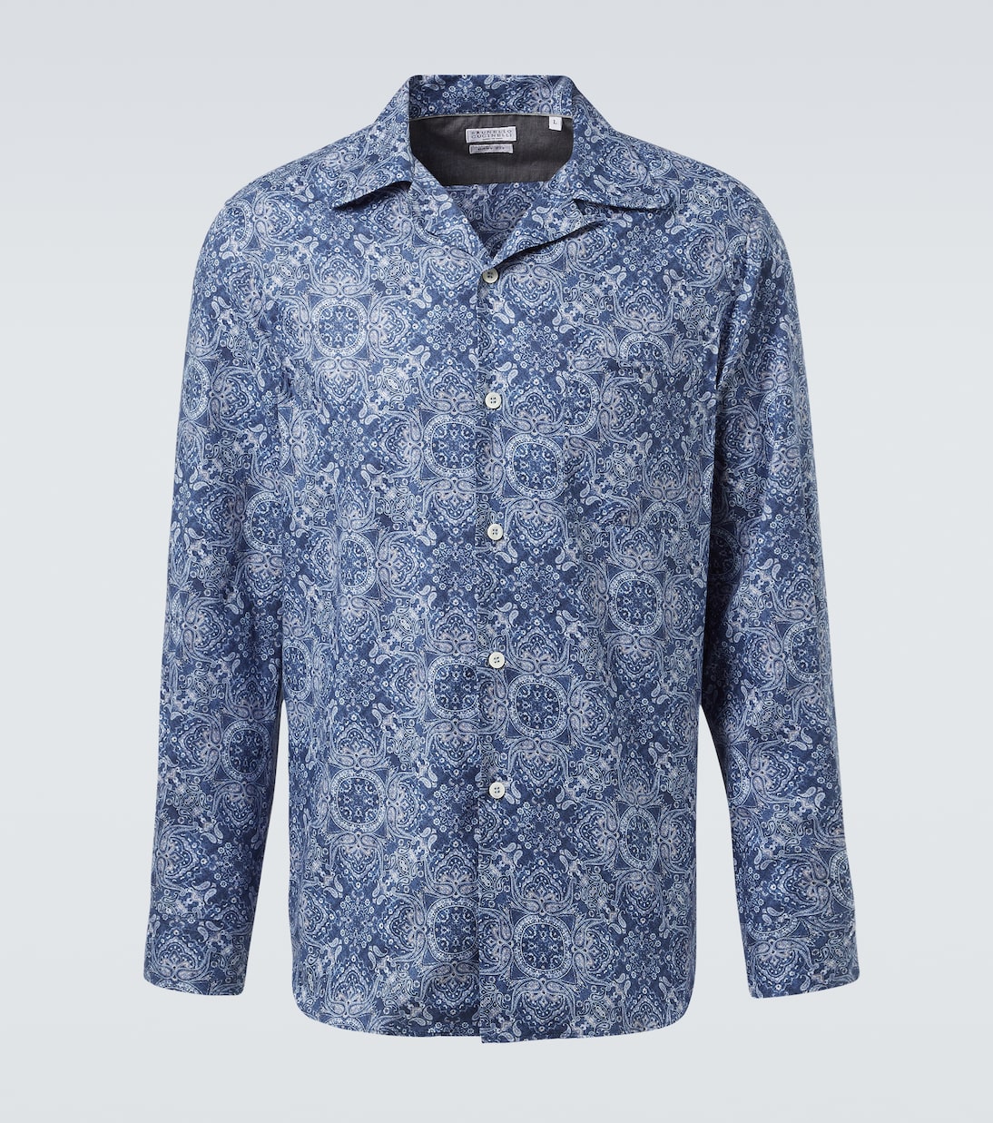 

Хлопковая рубашка с узором пейсли Brunello Cucinelli, Blu Colorato