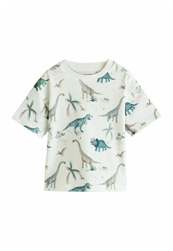Футболка с коротким рукавом и принтом по всей поверхности. Next, White Watercolour Dinosaurs