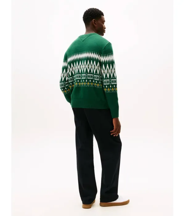 Шерстяной свитер loose fit Tommy Hilfiger, зеленый — фото 3