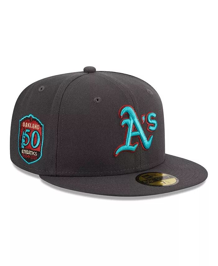 

Мужская графитовая приталенная шляпа Oakland Athletics с принтом 59FIFTY New Era, серый
