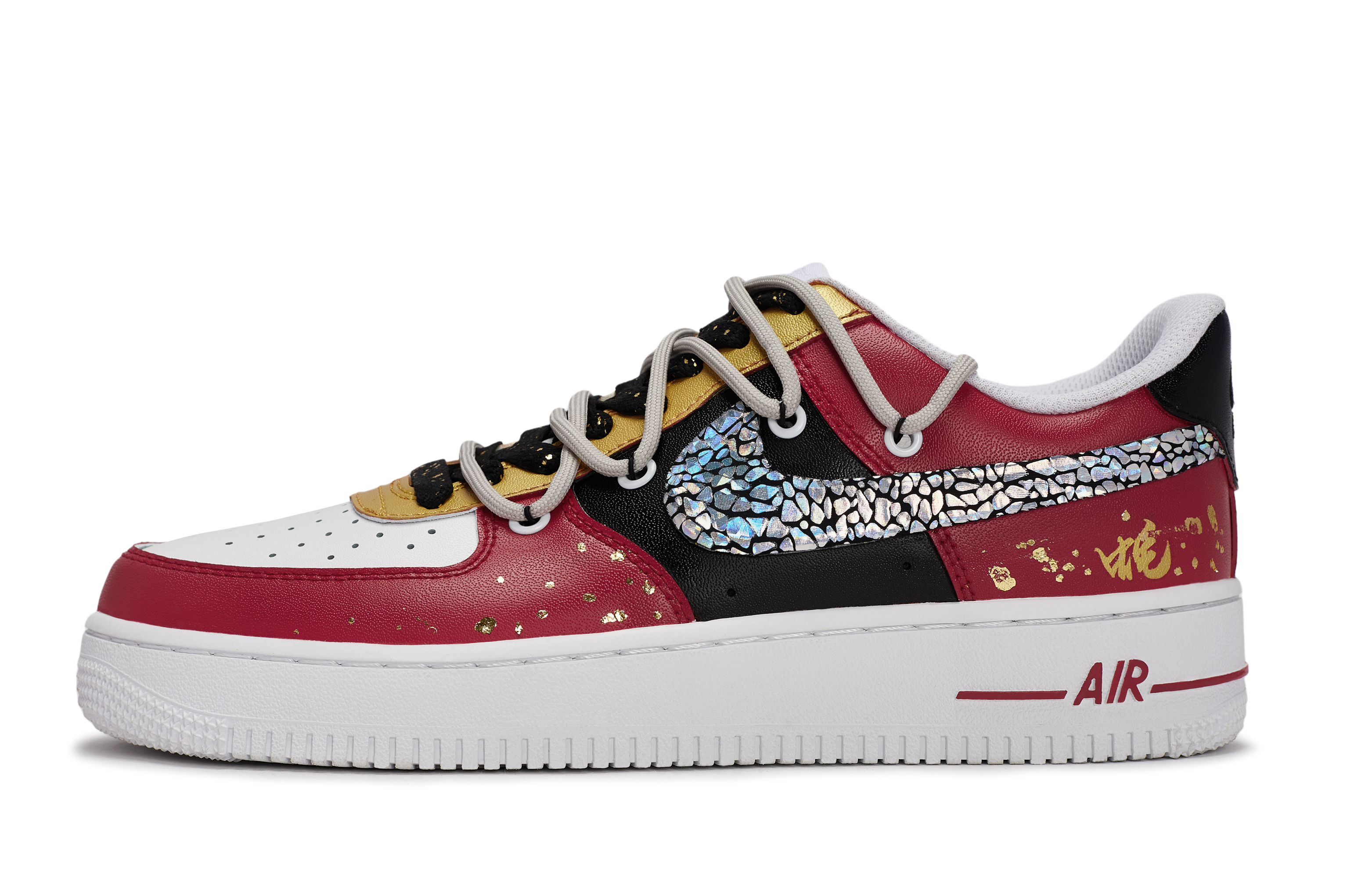

Nike Кроссовки Air Force 1 с противоскользящим износостойким низким верхом для скейтборда, мужские, черные, белые, красные, золотые