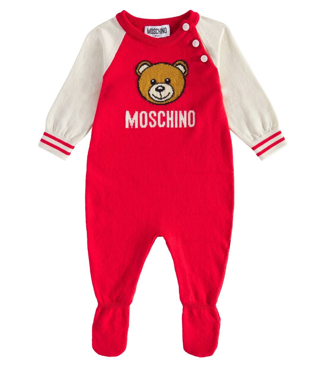 

Комбинезон из хлопка и шерсти Teddy Bear Moschino Kids, цвет poppy red