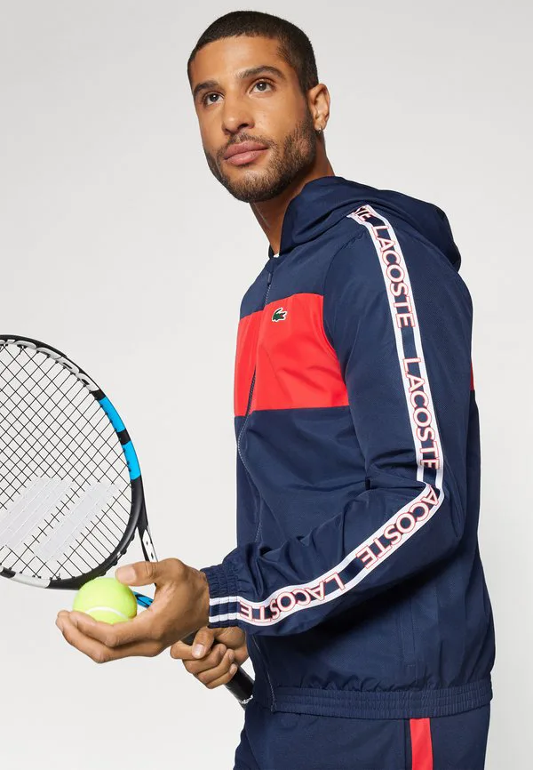 Тренировочная куртка Lacoste Sport для тенниса, водоотталкивающая, ветрозащитная, синий/гренадин — фото 4