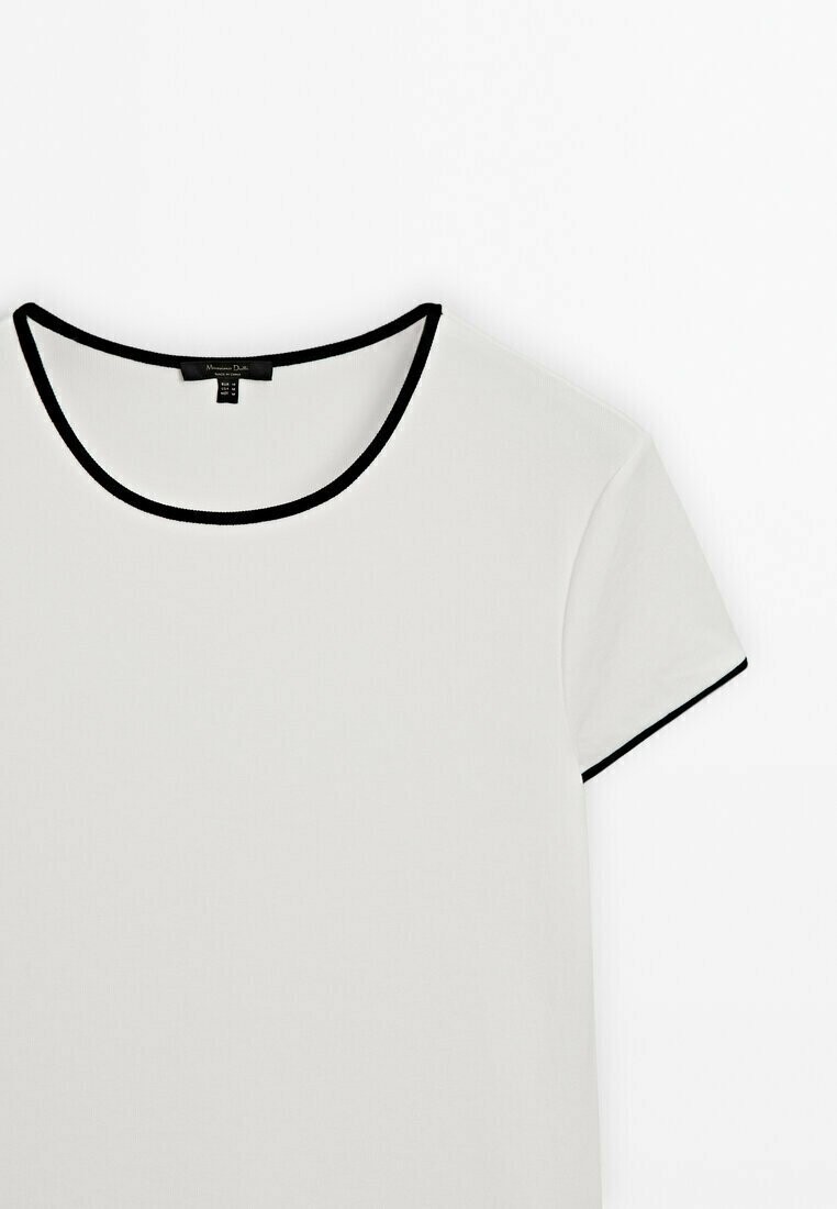 

Базовая футболка THICK WITH CONTRAST TRIMS Massimo Dutti, цвет Stone