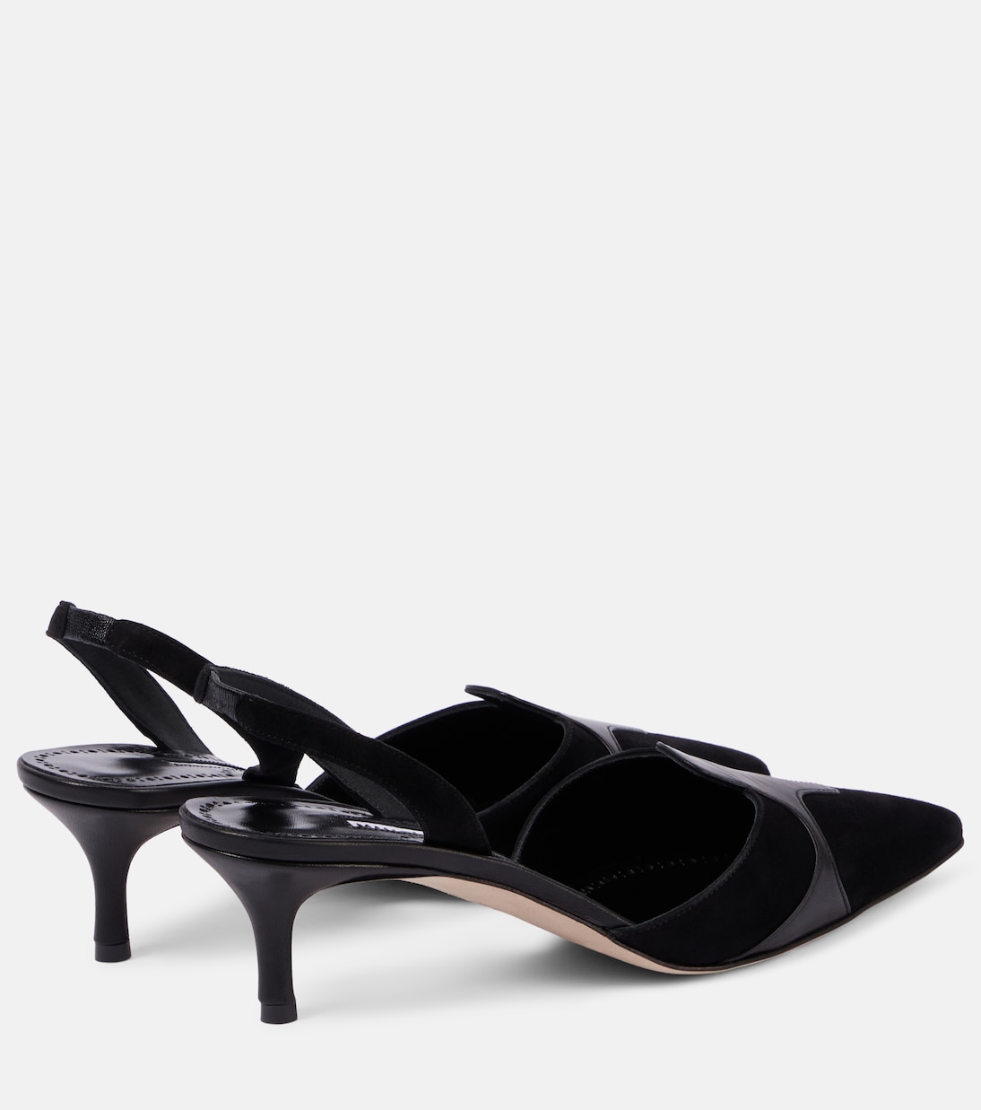Замшевые туфли-лодочки Poligleto 50 с открытой пяткой Manolo Blahnik, черный — фото 3