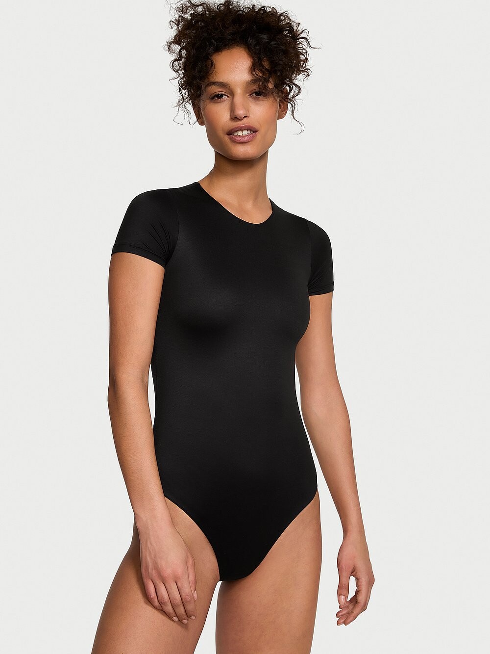 

Боди с короткими рукавами Feathersoft Essentials Victoria's Secret, черный