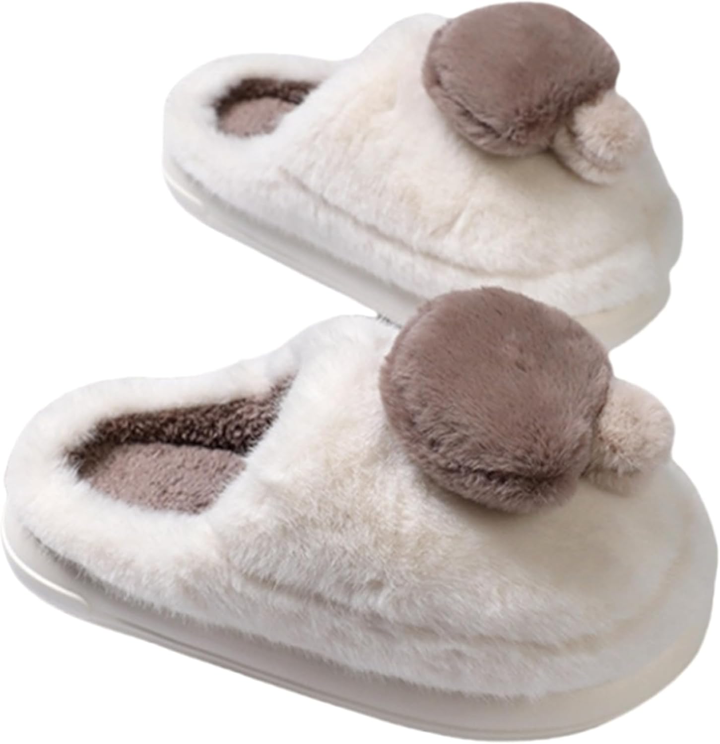 

Тапочки LRYAOAN с рисунком грибов, плюшевые тапочки, домашние хлопковые тапочки для мужчин и женщин, теплые домашние тапочки, белый