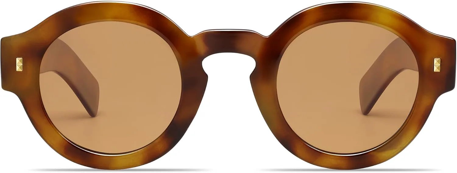 

Винтажные круглые поляризованные солнцезащитные очки VANLINKER для женщин и мужчин, модные ретро-очки в форме круга VL9743, C7 Tortoise Frame Orange Lenses