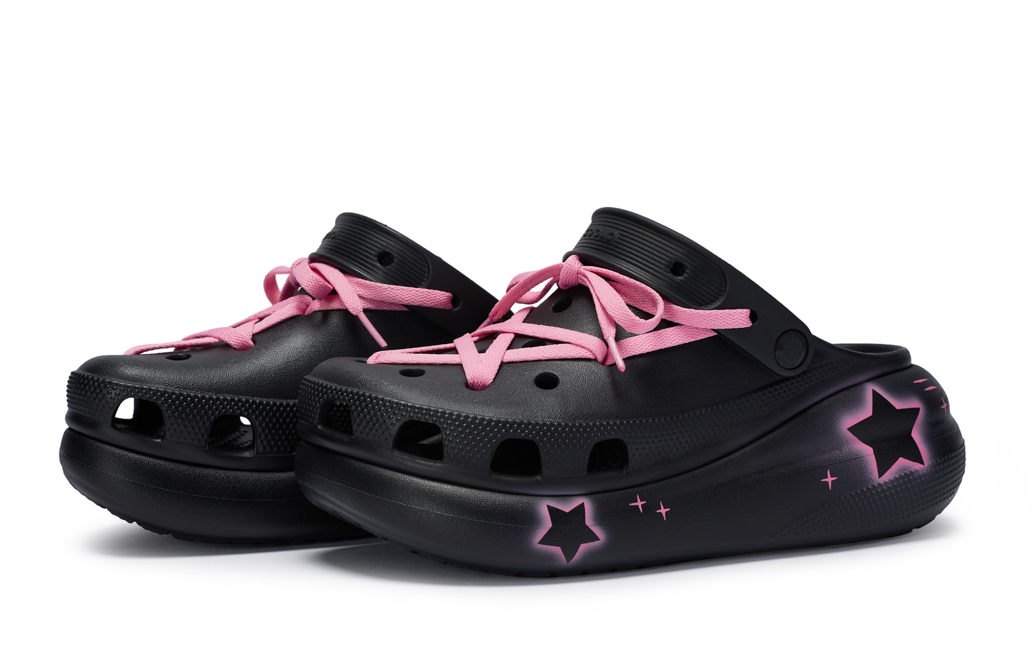 Classic Crush 811 Manufactured, Neon Star Clogs Unisex Black Pink Crocs — фото 3