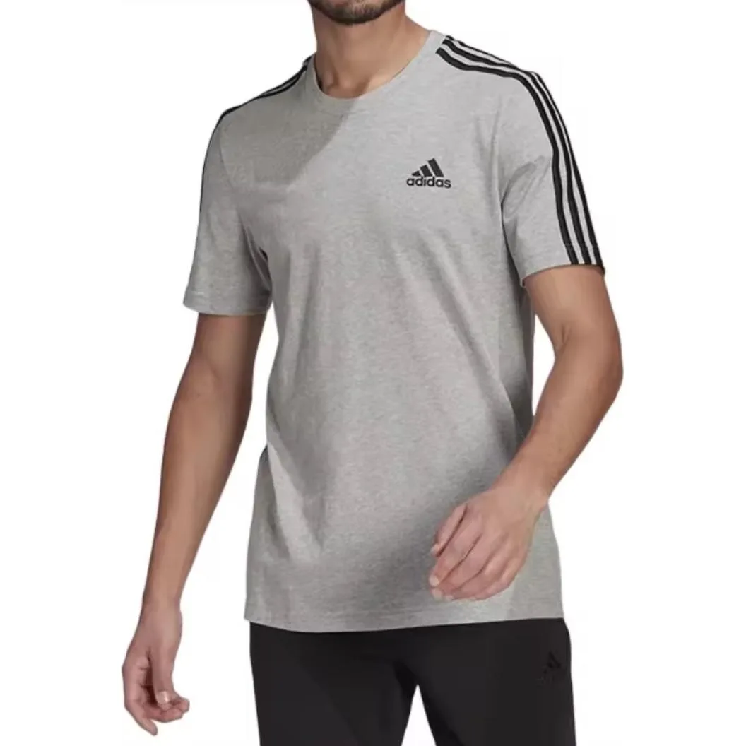 Футболка 3 Stripes Adidas, Medium Gray Heather Flower — фото 4