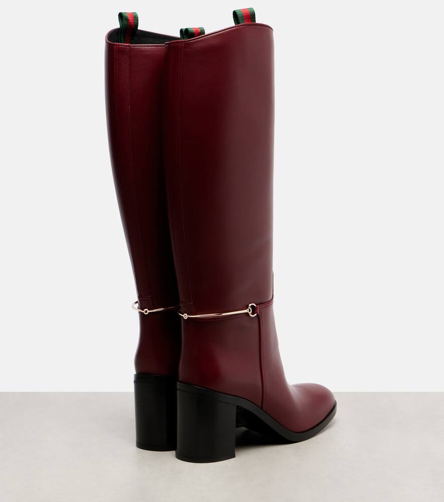 Кожаные сапоги до колена с подвеской horsebit Gucci, Rosso Ancora — фото 2