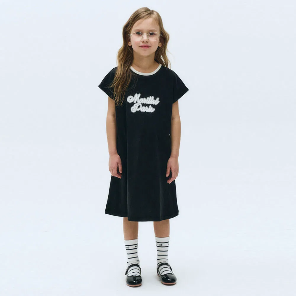 Детское чёрное платье с коротким рукавом от Marithé Kids