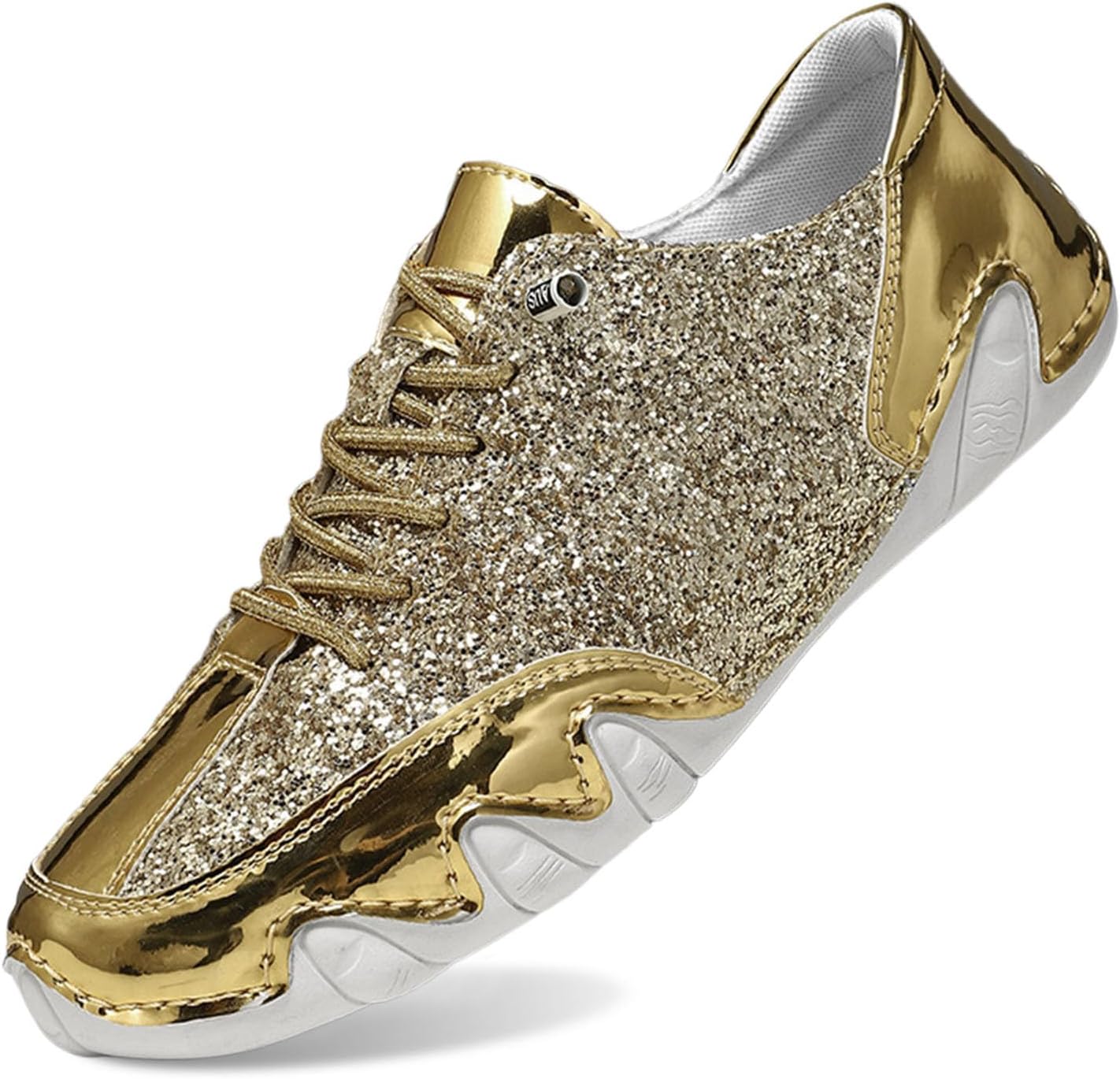 

Блестящие белые кроссовки для мужчин и женщин, модные высокие повседневные с пайетками, сверкающие спортивные кроссовки унисекс, блестящие и яркие Generic