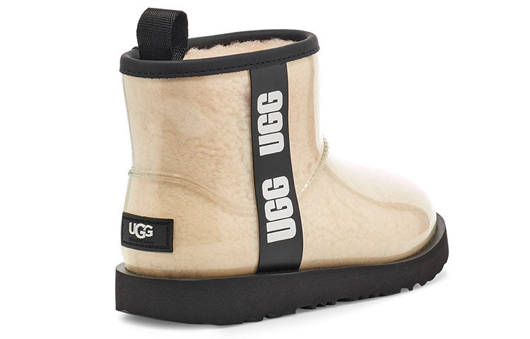Зимние ботинки UGG Classic Clear Mini II Large LOGO Fleece Lined Big Boys Beige, кремовый — фото 4