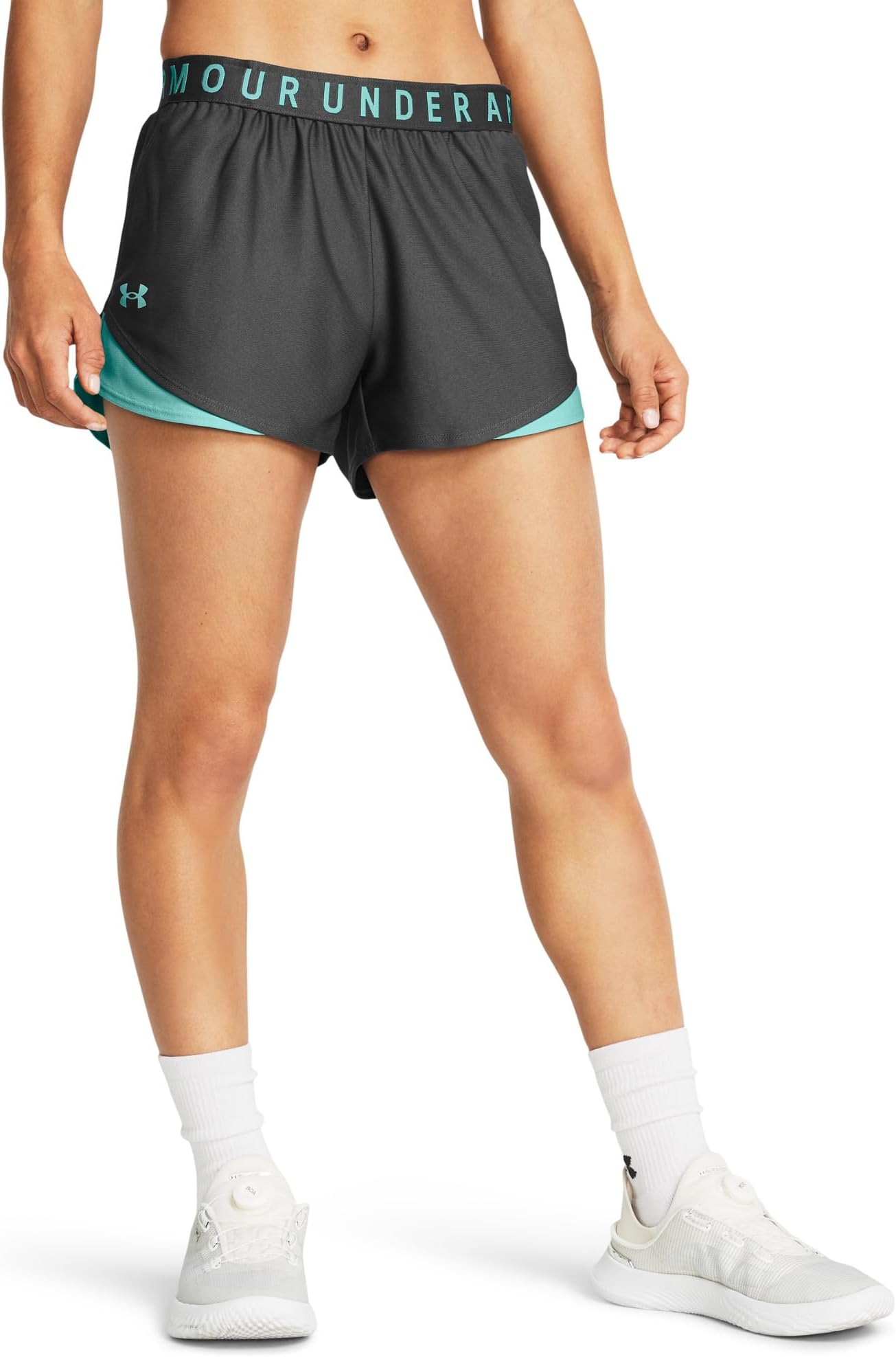 

Шорты Under Armour Play Up Shorts 3.0, цвет Castlerock/Radial Turquoise/Radial Turquoise