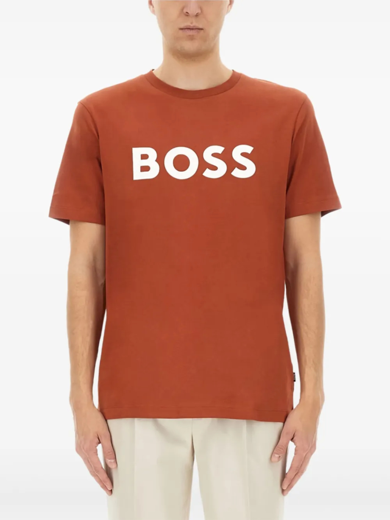 

Футболка из хлопка с логотипом BOSS, красный