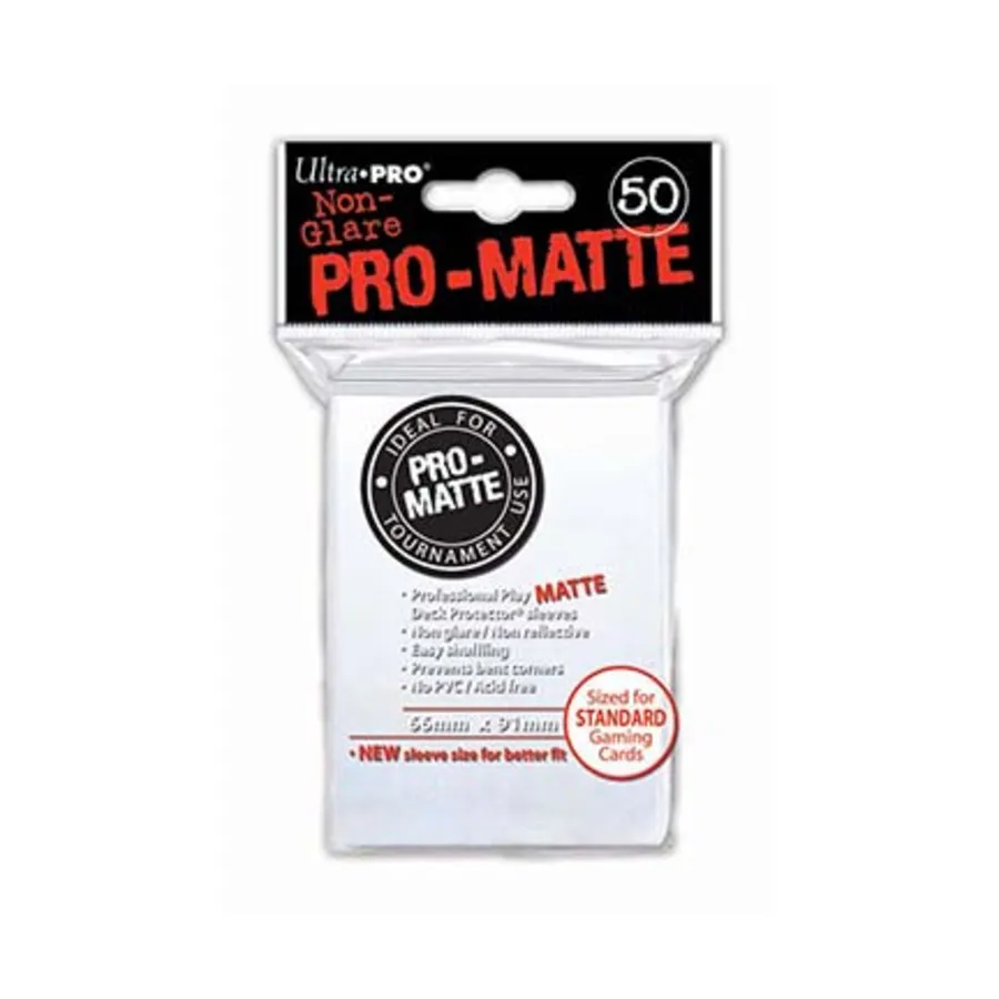 

Матовые небликующие обложки для карточек Pro-Matte — белые (50), Card Sleeves - Standard - Pro-Matte (Ultra-Pro)