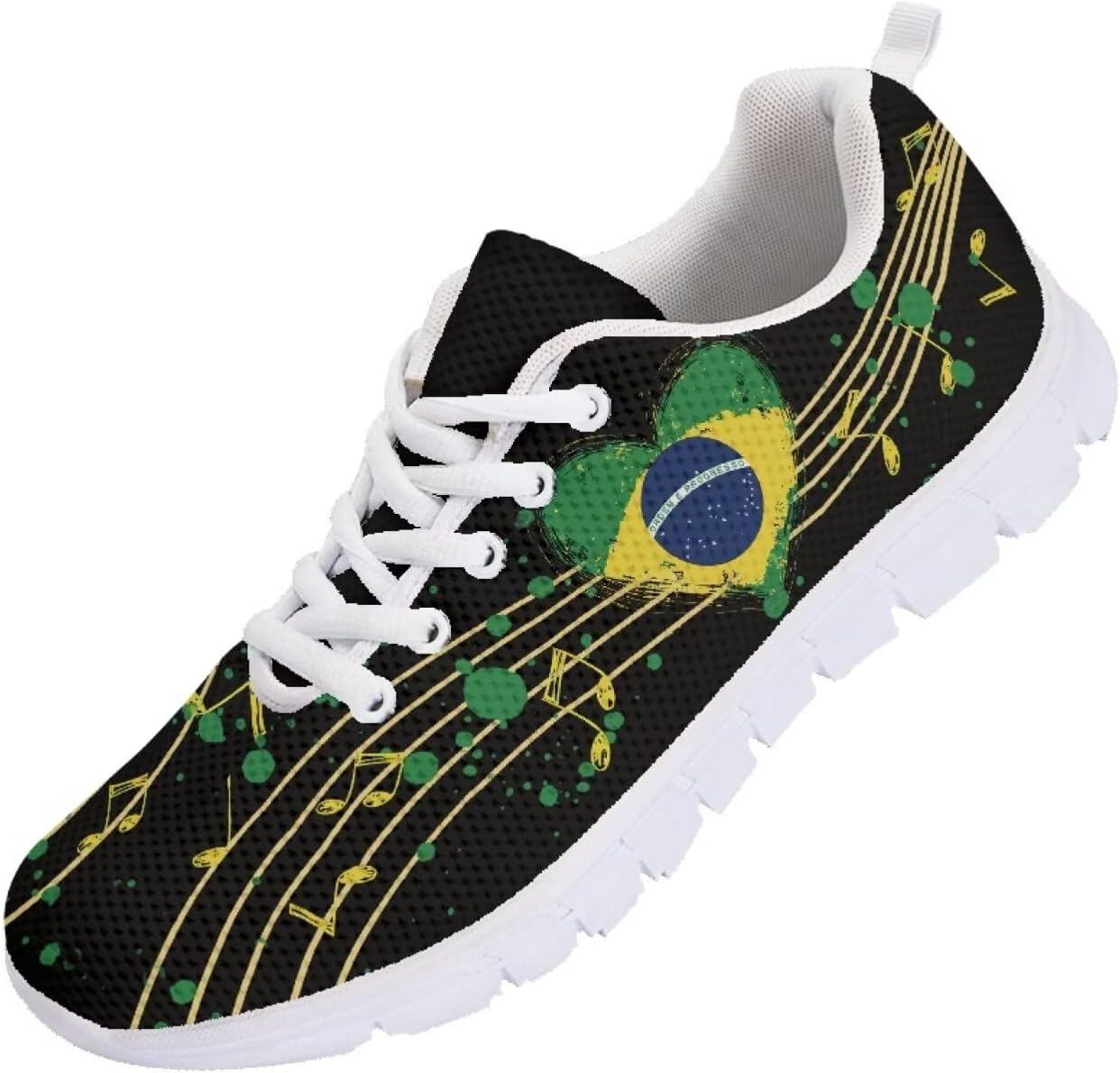 

Женские и мужские кроссовки для бега, модные кеды, легкие спортивные кроссовки для фитнеса и тренировок, для тенниса, бега и походов Getelinseng, Brazil Flag