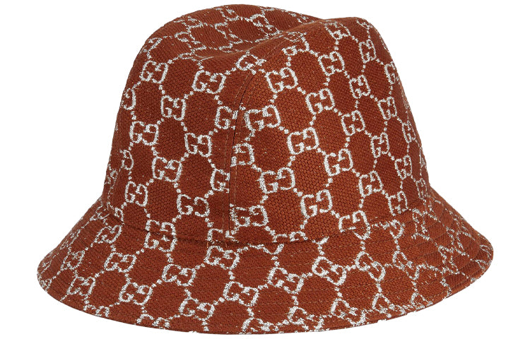 Бейсболка Gucci GG Lam Bucket Hat 'Brown Silver', коричневый — фото 2