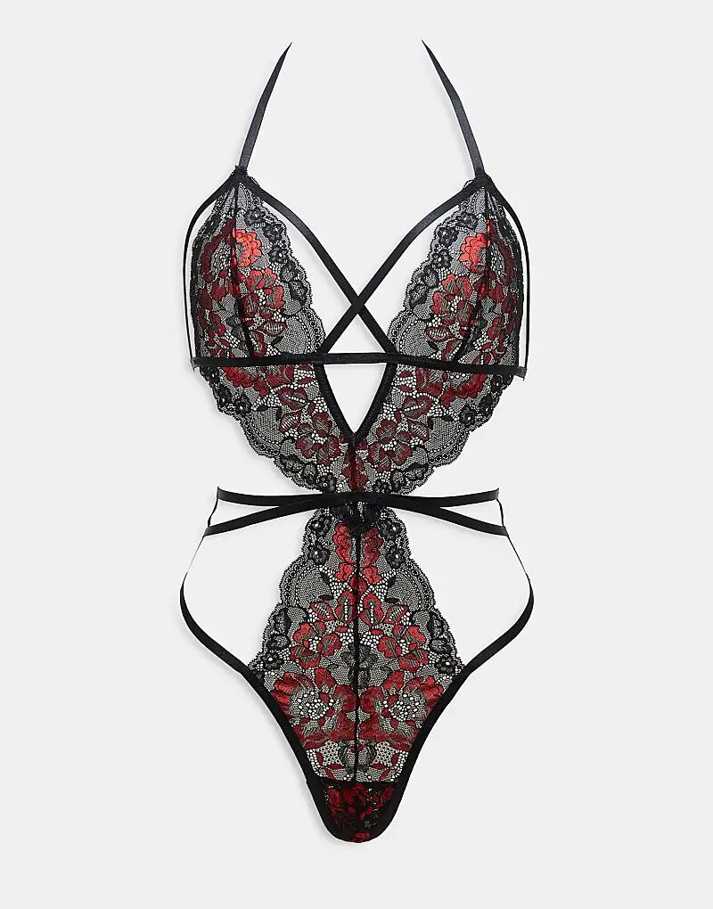 

Боди Liberty с вырезом талии в черном/красном цвете Ann Summers