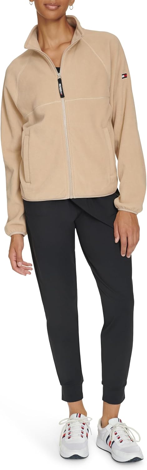 

Женская флисовая куртка Tommy Hilfiger с воротником-стойкой и застежкой-молнией, Caramel