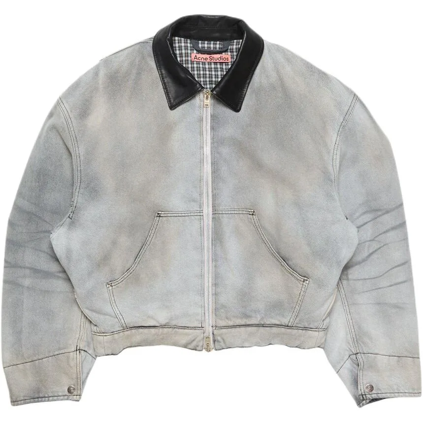 Куртка Acne Studios Zip-Up Denim Jacket, серый
