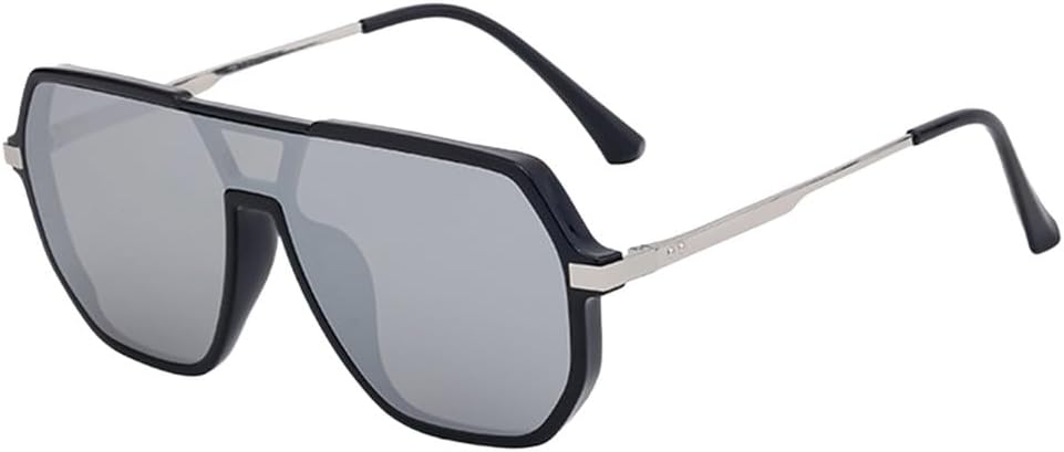 

Модные большие квадратные солнцезащитные очки для мужчин и женщин, цельные, нестандартной формы, металлические, в винтажном стиле, с защитой от УФ-излучения UV400 WNCKSQ, C4blackwhitesilver