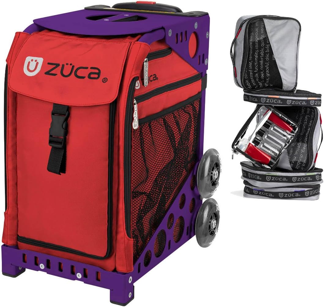 

Спортивная сумка-вкладыш Zuca "Chili", фиолетовая рама, мигающие колеса и набор с чехлом для флаера, Purple